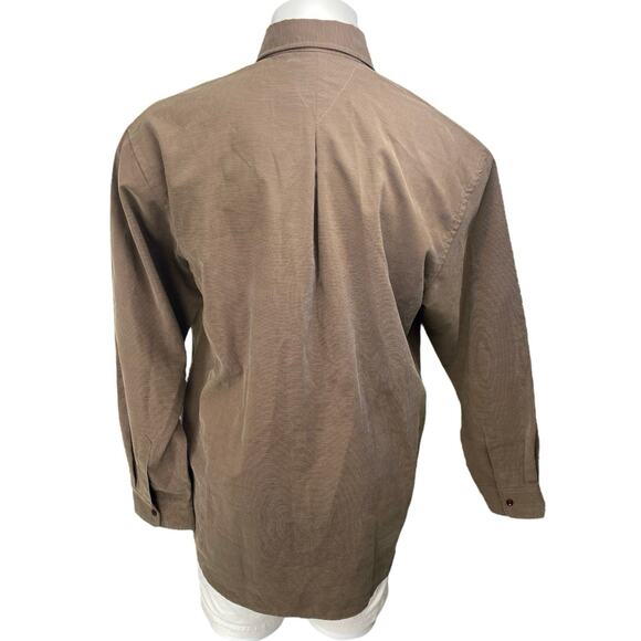 Kenneth Cole Men's Brown Striped Long Sleeve Button Down Pocket Shirt Top Size L - Picture 2 of 3
